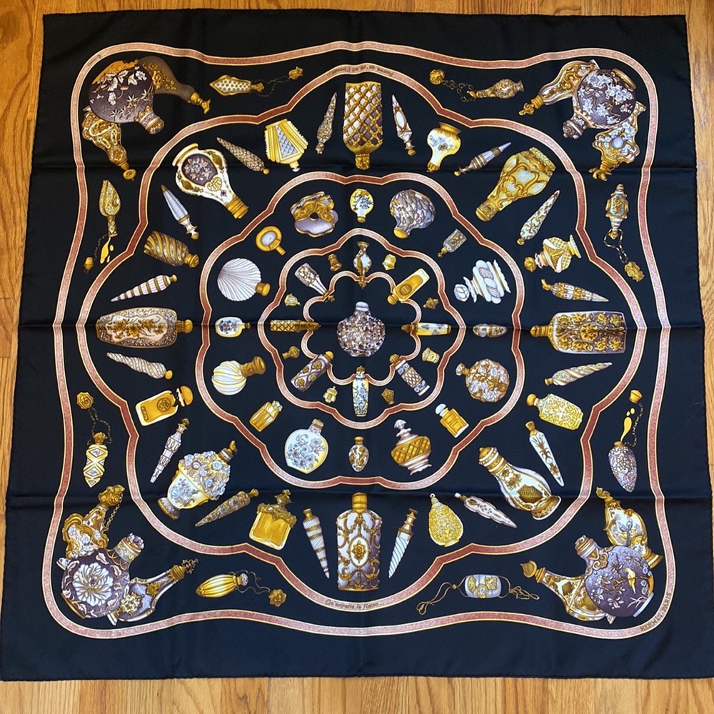 100% silk Hermes Perfume Bottle Scarf